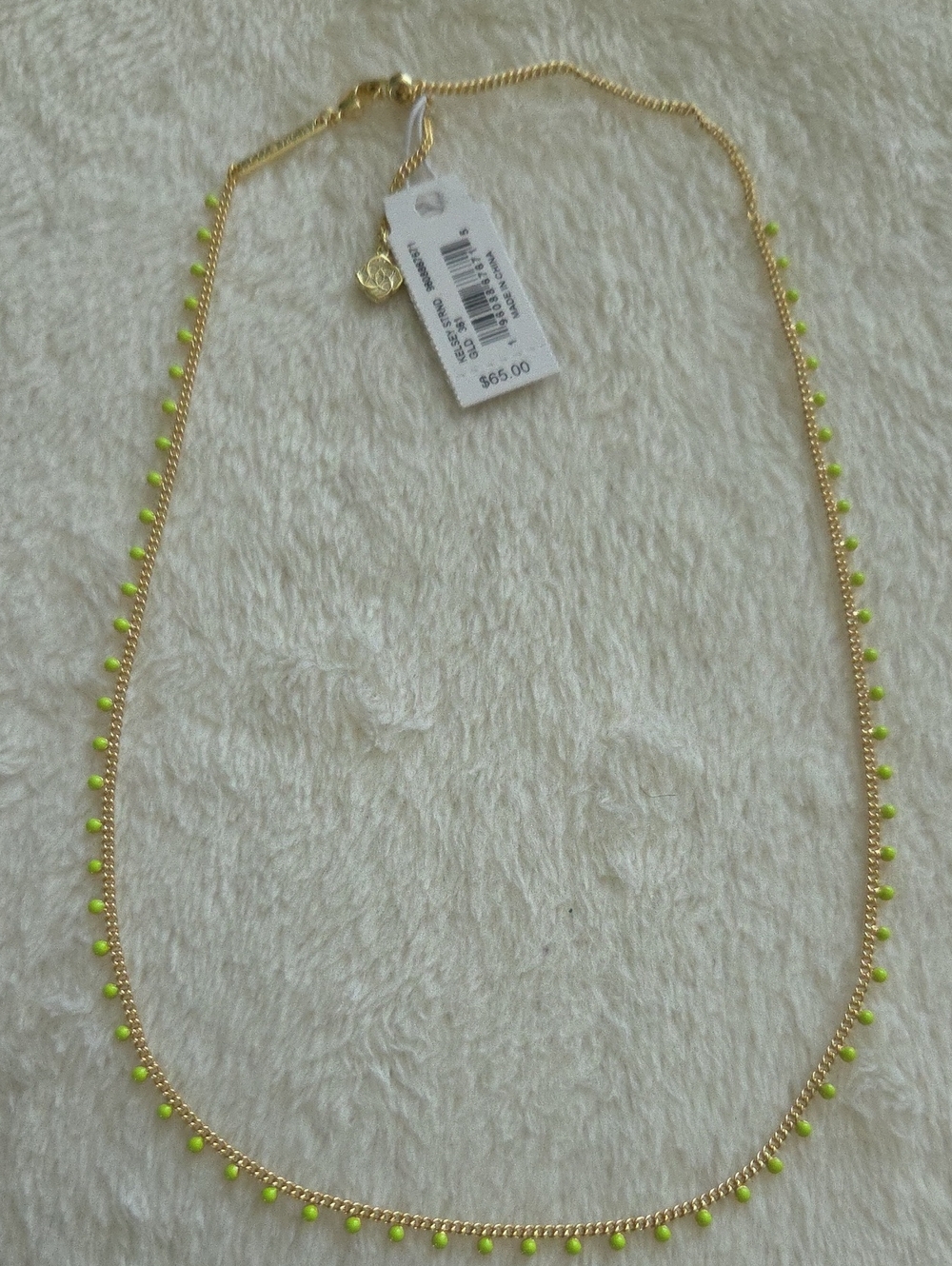 Kendra Scott Kelsey Gold Strand Necklace in Chartreuse Enamel Dot New Nwt